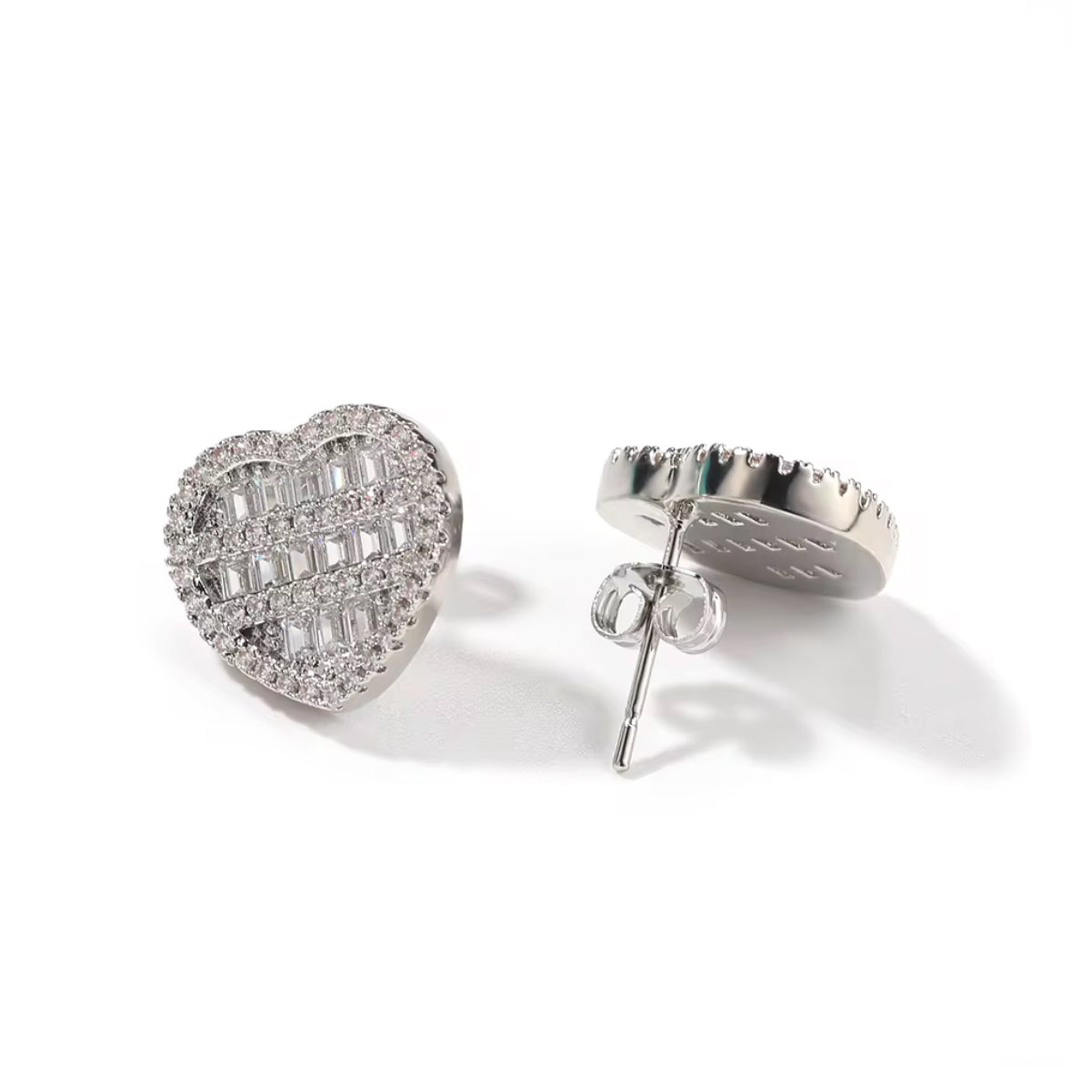 Crushed Ice Heart Studs