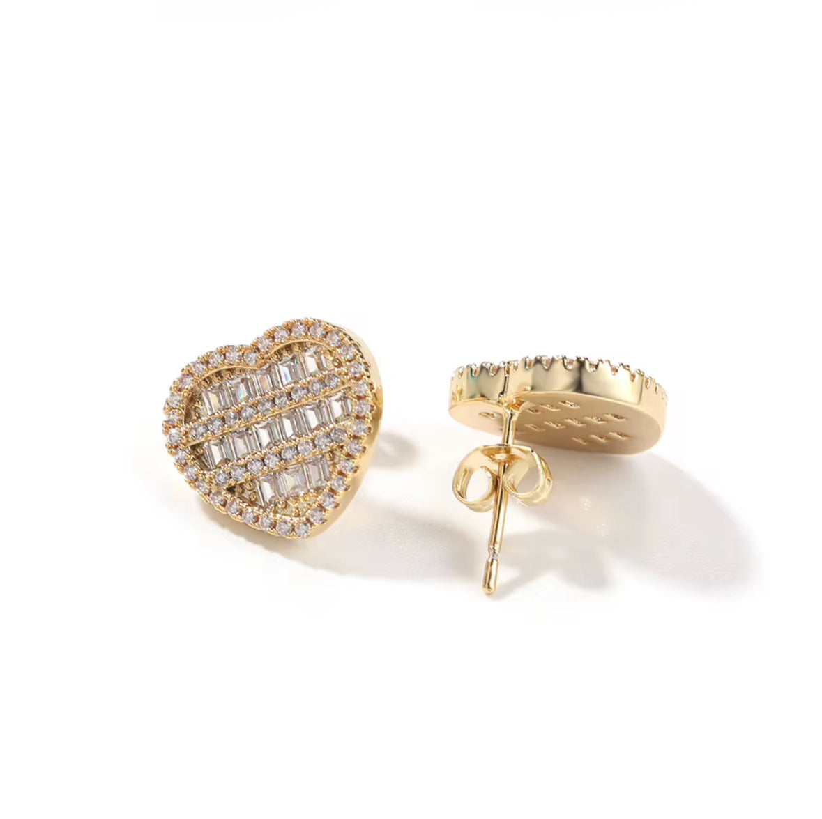 Crushed Ice Heart Studs